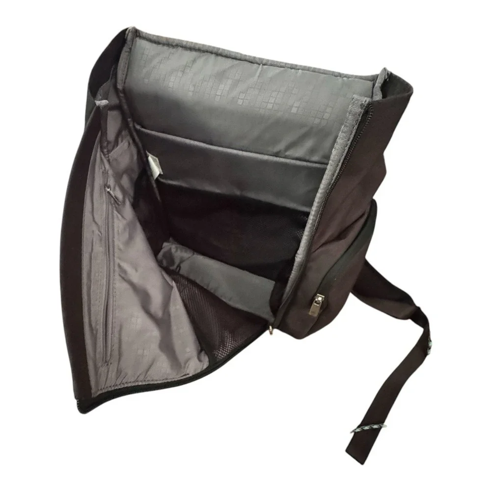 JuJuBe Structured Backpack Black Travel Diaper Bag Silver Hardware